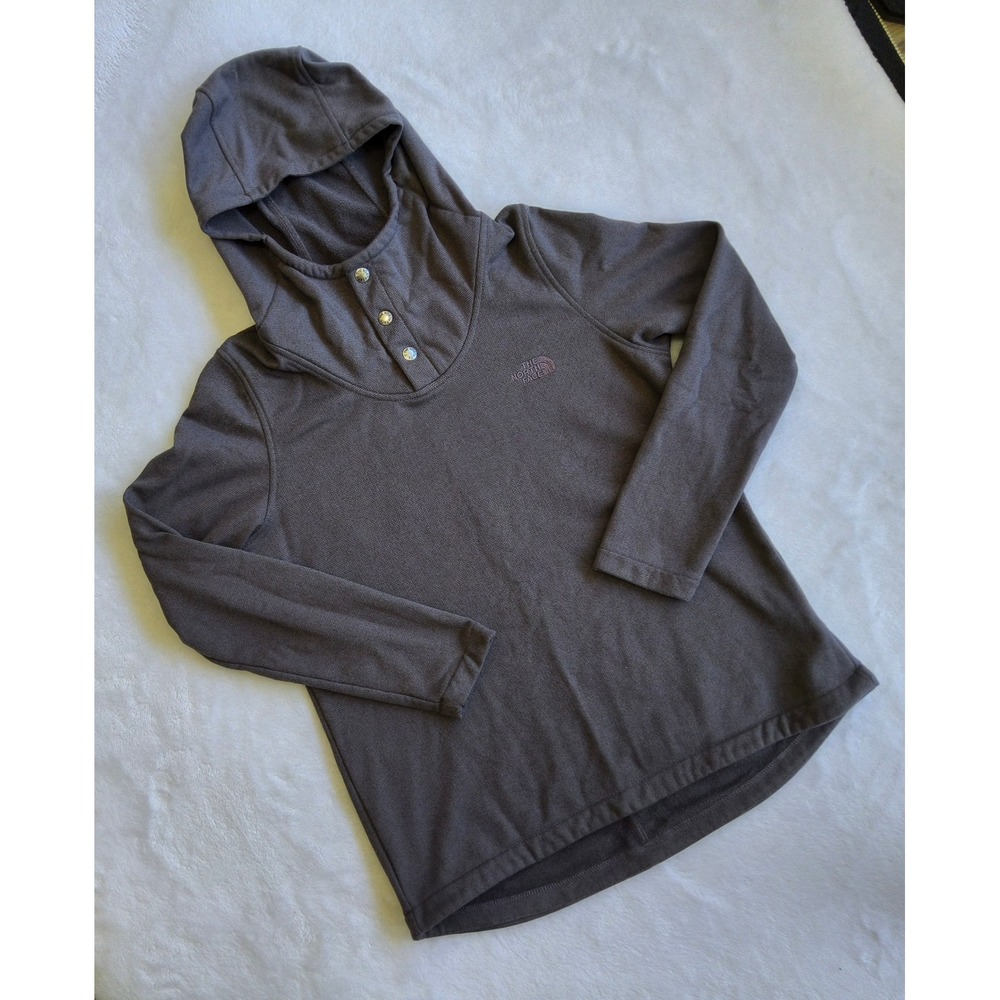 North Face Hoodie Womens Medium Purple Snap Neck Fleece Pullover NF0A2TDU